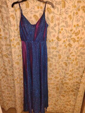 Blue and pink color changing prom dress